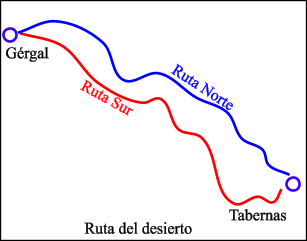 Mapa de la ruta del desierto