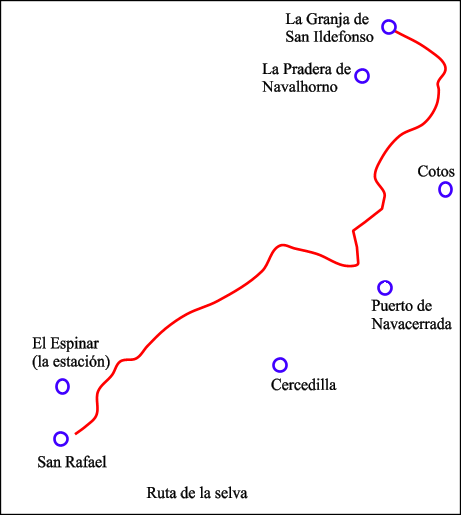 Mapa de la ruta de la selva